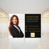 Modern Business Photo Contact Information black Raamsticker