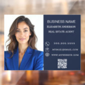Modern Business Photo Contact Information blue Raamsticker (Vel 2)