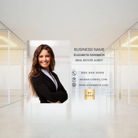 Modern Business Photo Contact Information logo Raamsticker