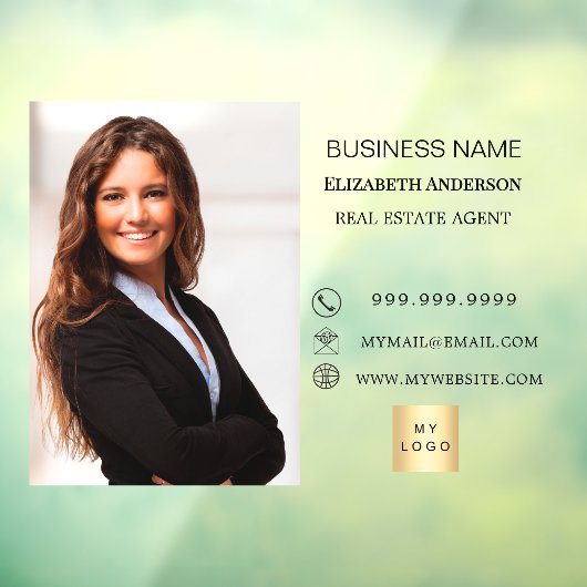 Modern Business Photo Contact Information logo Raamsticker (Vel 3)