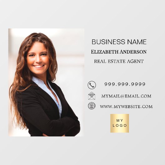 Modern Business Photo Contact Information logo Raamsticker (Vel)
