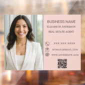 Modern Business Photo Contact Information pink Raamsticker (Vel 2)