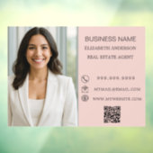Modern Business Photo Contact Information pink Raamsticker (Vel 3)