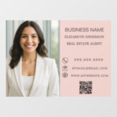 Modern Business Photo Contact Information pink Raamsticker (Vel)