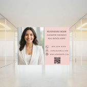 Modern Business Photo Contact Information pink Raamsticker