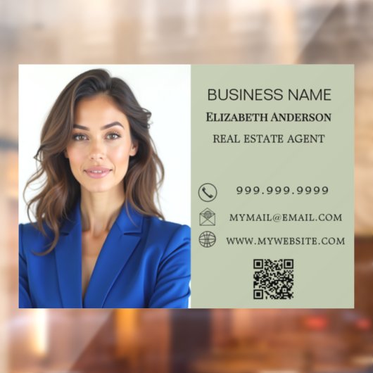 Modern Business Photo Contact Information sage Raamsticker (Vel 2)