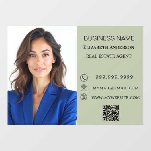 Modern Business Photo Contact Information sage Raamsticker (Vel)