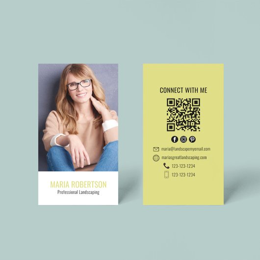 Modern Business QR Code Simple Photo Visitekaartje