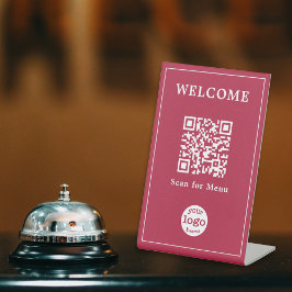 Modern Business Restaurant Café Menu QR Code Logo Reclamebord Met Voetstuk