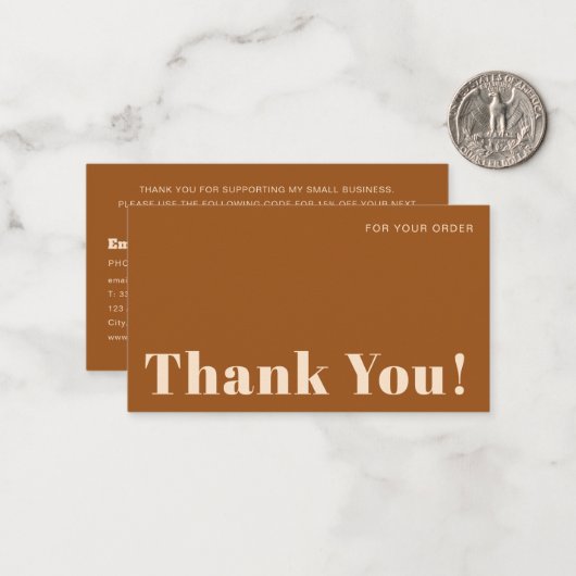 Modern Business Terracotta Hartelijk dank Notitiekaartje (Voorkant / Achterkant in situ)