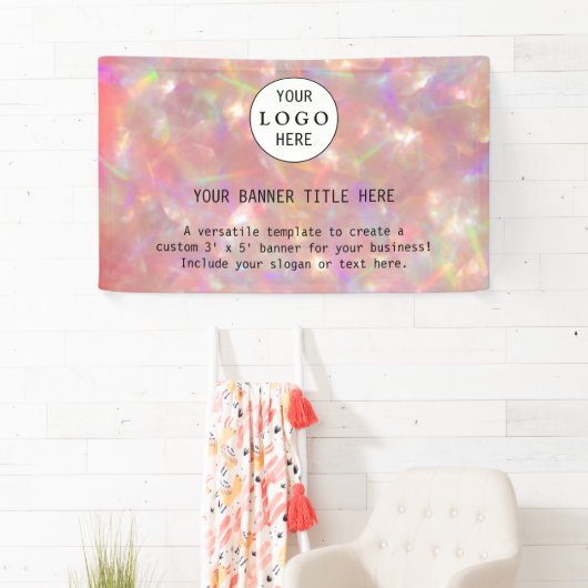 Modern Business Vrouwelijk Blush Roze Custom Logo  Spandoek (Insitu)