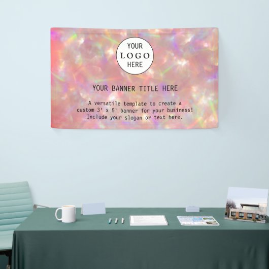 Modern Business Vrouwelijk Blush Roze Custom Logo Spandoek (Beurs)