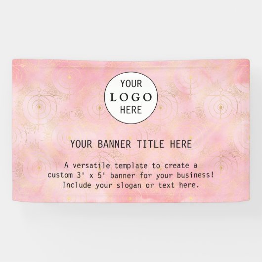 Modern Business Vrouwelijk Blush Roze Custom Logo Spandoek (Horizontaal)