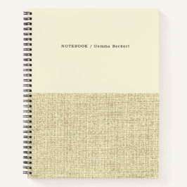 Modern Butter Yellow en Linen Pattern Notitieboek