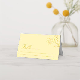 Modern Butter Yellow Floral Wedding Table Plaatskaartje