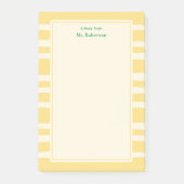 Modern Butter Yellow Stripes Custom Teacher Notes (Voorkant)
