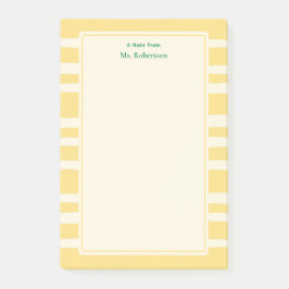 Modern Butter Yellow Stripes Custom Teacher Notes