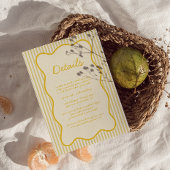 Modern Butter Yellow Wedding Detail Kaart