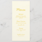 Modern Butter Yellow Wedding Menu (Voorkant)