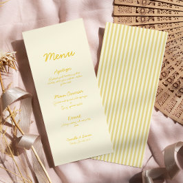 Modern Butter Yellow Wedding Menu