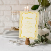 Modern Butter Yellow Wedding Menu Kaart