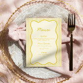 Modern Butter Yellow Wedding Menu Kaart