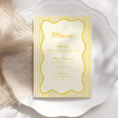 Modern Butter Yellow Wedding Menu Kaart
