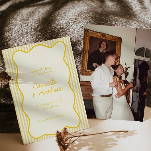 Modern Butter Yellow Wedding Save the Date