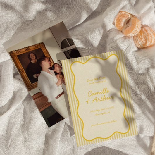 Modern Butter Yellow Wedding Save the Date