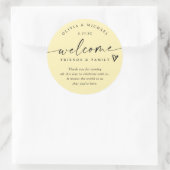 Modern Butter Yellow Wedding Welcome Hotel Bag Ronde Sticker (Tas)