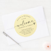 Modern Butter Yellow Wedding Welcome Hotel Bag Ronde Sticker (Envelop)