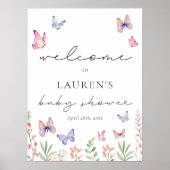 Modern Butterflies Baby shower Welkomstbord Poster (Voorkant)