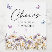 Modern Butterflies Vrijgezellenfeest Cheers Wijn Etiket (Enkel label)