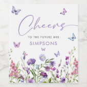 Modern Butterflies Vrijgezellenfeest Cheers Wijn Etiket (Enkel label)