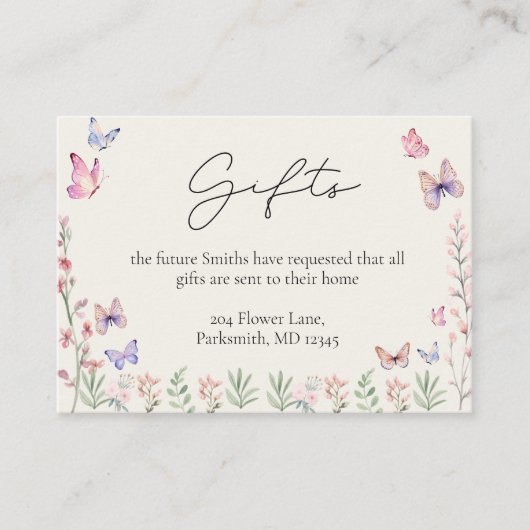 Modern Butterflies Vrijgezellenfeest Informatiekaartje (Voorkant)