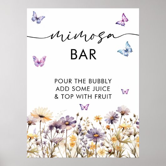 Modern Butterflies Vrijgezellenfeest Mimosa Bar Si Poster (Voorkant)