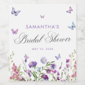 Modern Butterflies Vrijgezellenfeest Welkomstbord Wijn Etiket (Enkel label)