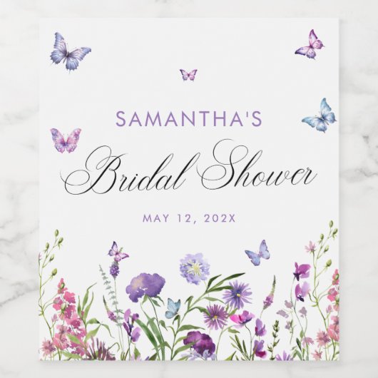 Modern Butterflies Vrijgezellenfeest Welkomstbord Wijn Etiket (Enkel label)