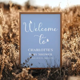 Modern Butterfly Calligraphy Baby shower Welkom Poster