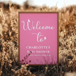 Modern Butterfly Calligraphy Baby shower Welkom Poster