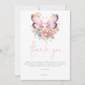 Modern Butterfly Florals Baby shower dank u Kaart (Voorkant)