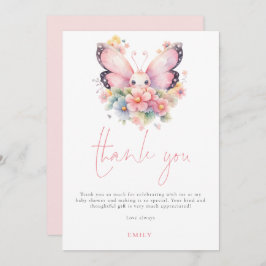 Modern Butterfly Florals Baby shower dank u Kaart