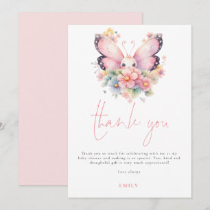 Modern Butterfly Florals Baby shower dank u Kaart