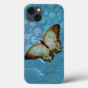 Modern Butterfly Linen Scroll Flourish Floral Hoes