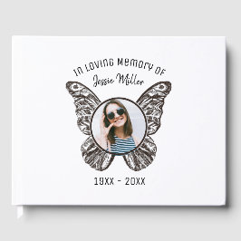 Modern Butterfly Memorial Guest Book Gastenboek