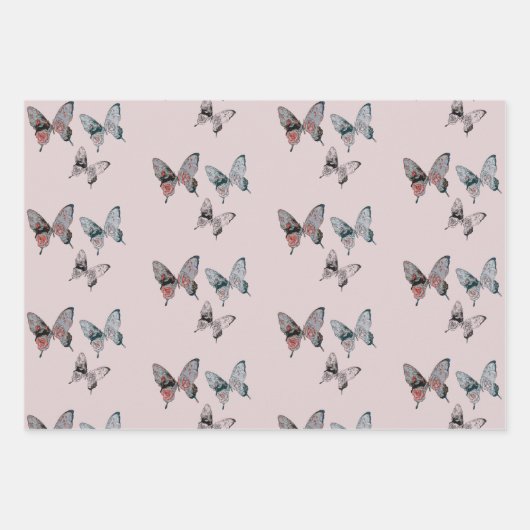 Modern Butterfly Pattern Inpakpapier Vel (Voorkant)