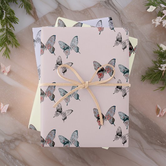 Modern Butterfly Pattern Inpakpapier Vel