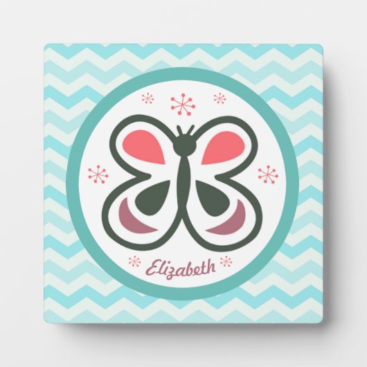 Modern Butterfly Personalized Chevron Kinder desig Fotoplaat (Voorkant)