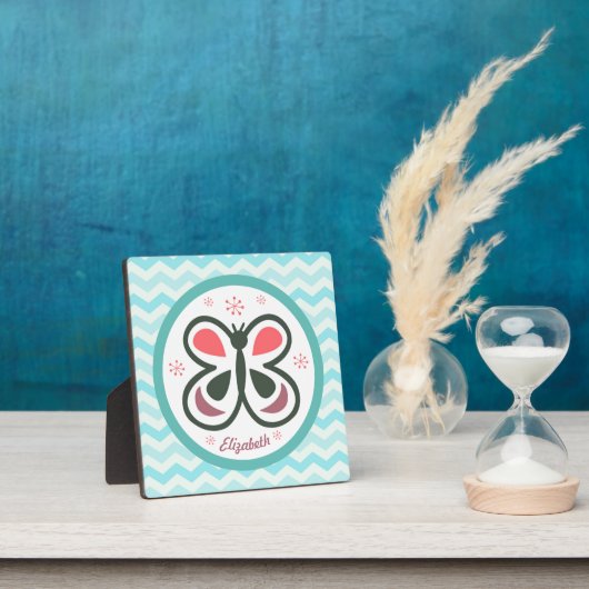 Modern Butterfly Personalized Chevron Kinder desig Fotoplaat (Insitu)