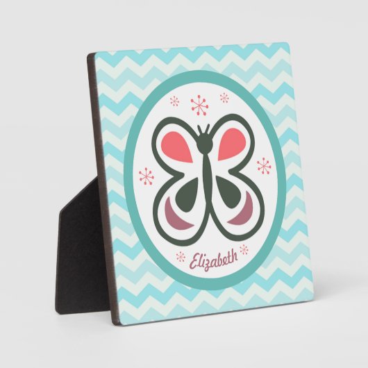 Modern Butterfly Personalized Chevron Kinder desig Fotoplaat (Voorkant)